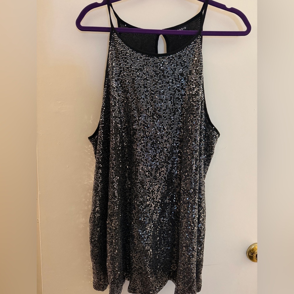 Torrid Black and Silver Sequin Top